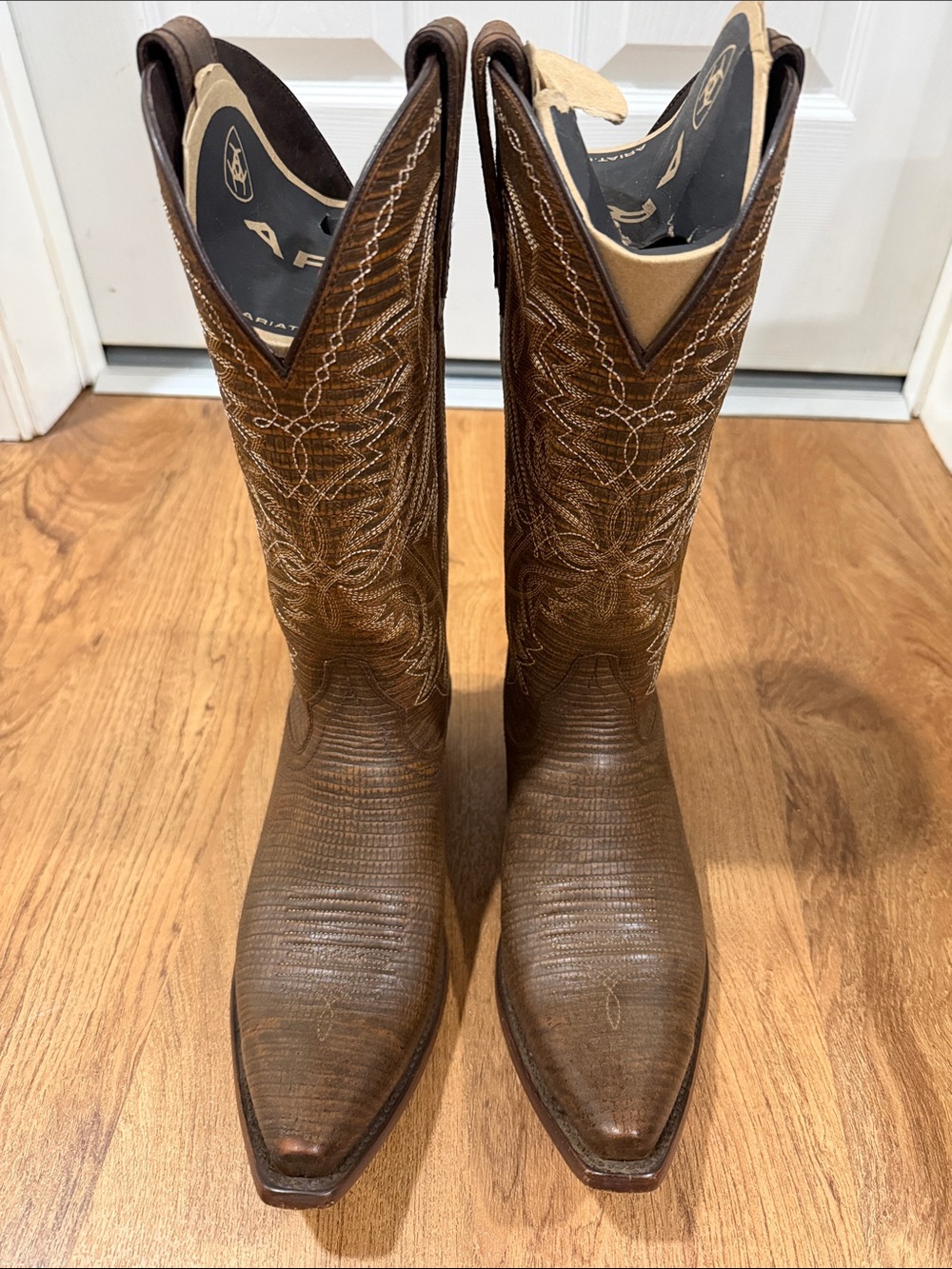 Ariat Alamar Chocolate Lizard Print Western Cowboy Boots 9B - Picture 2 of 10